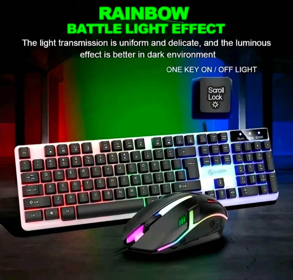 Wired Keyboard & Mouse RGB Gaming Keyboard Gaming Mouse Set Rainbow Backlight Keyboard