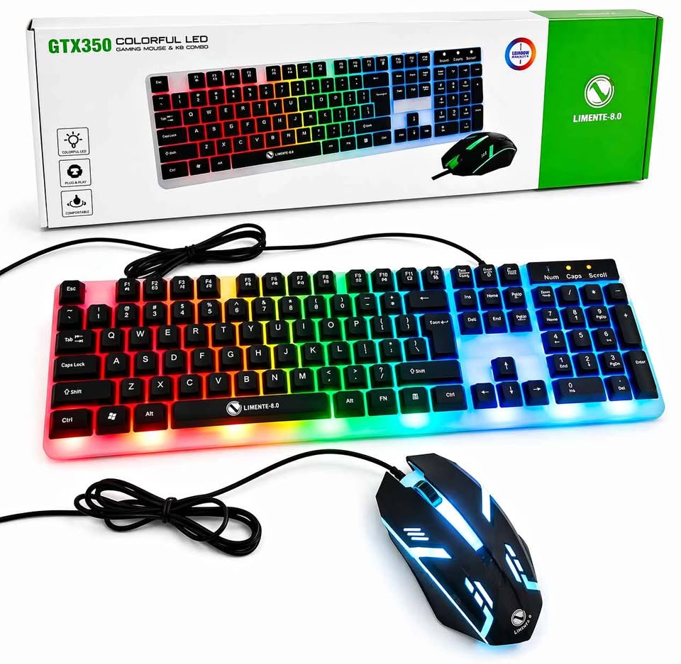Wired Keyboard & Mouse RGB Gaming Keyboard Gaming Mouse Set Rainbow Backlight Keyboard