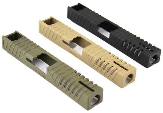 TacticSkin Polymer Slide Cover for Glock 17 22 31 37 Heavy Duty Protective Sleeve Utility Upgrade Shell - Black / FDE