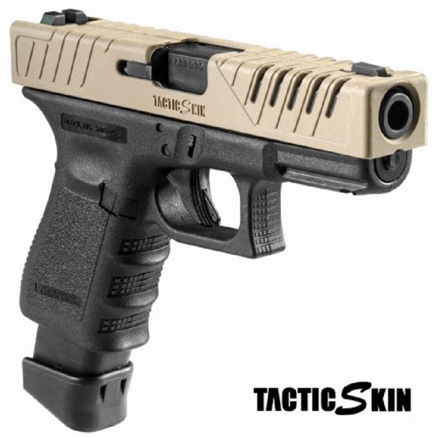 TacticSkin Polymer Slide Cover for Glock 17 22 31 37 Heavy Duty Protective Sleeve Utility Upgrade Shell - Black / FDE