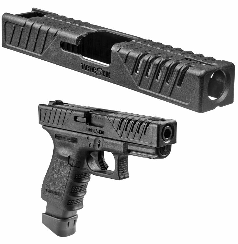 TacticSkin Polymer Slide Cover for Glock 17 22 31 37 Heavy Duty Protective Sleeve Utility Upgrade Shell - Black / FDE